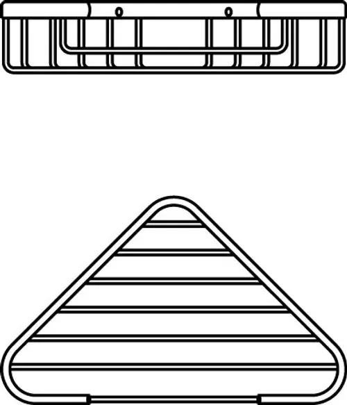 Eck-Seifenkorb aus Chrom mit runder, geschwungener Form und Streifenstruktur, montierbar in Badezimmern. Produkt von Ideal Standard.